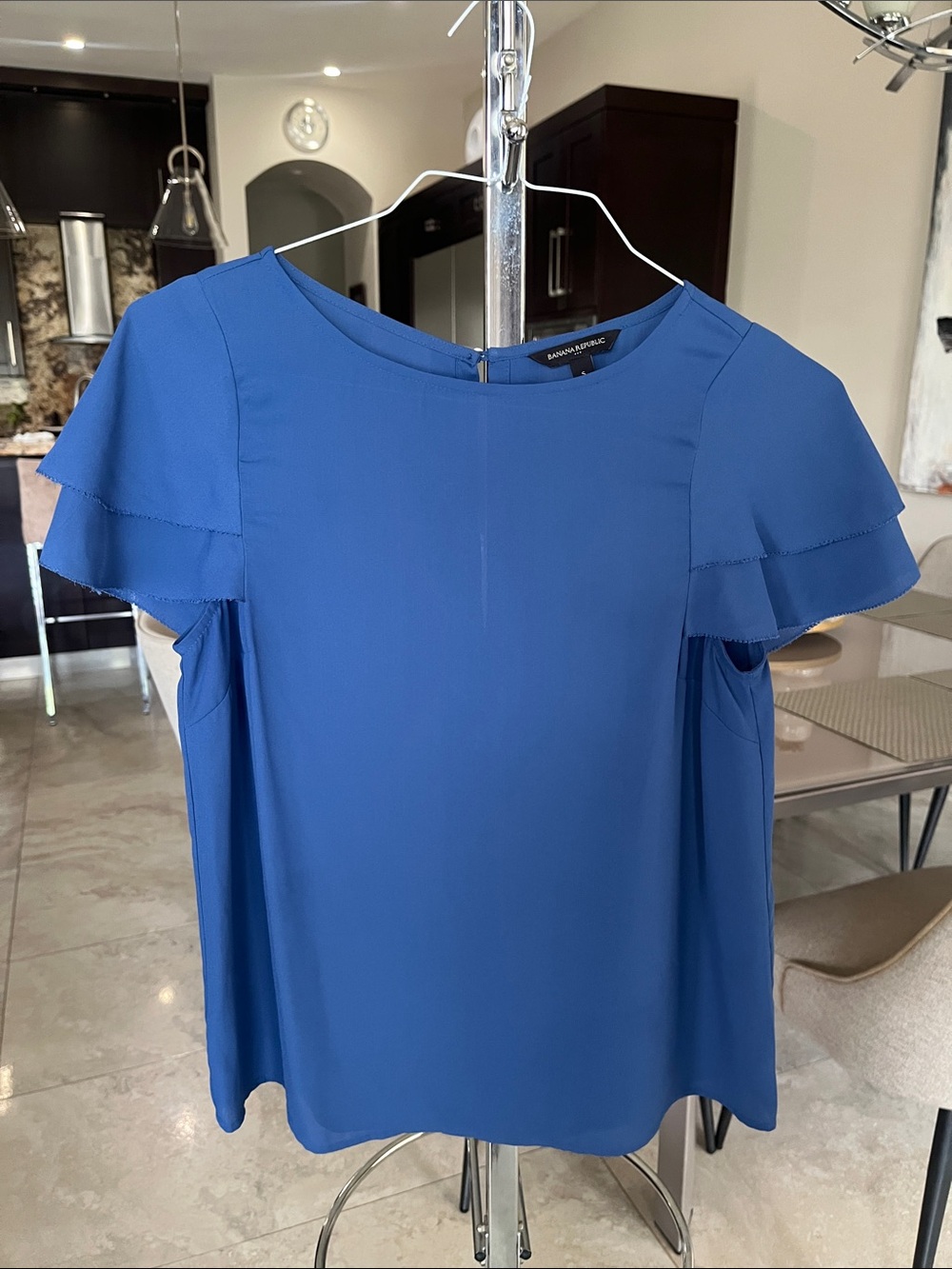 Banana Republic Cobalt Blue Flutter Sleeve Blouse